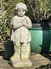 ? Girl Praying - Vintage Stone Garden Statue / Grave Marker - 24”/60cm Tall