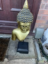 Gold Buddah Head On A Stand 29” indoors or our door hello hello