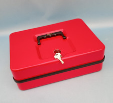HELIX CASH BOX Large Metal strong Box Money Box Lockable Carry Handle 2 Keys RED