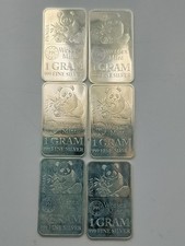 Silver 1 G Panda Bars. 6 x 1