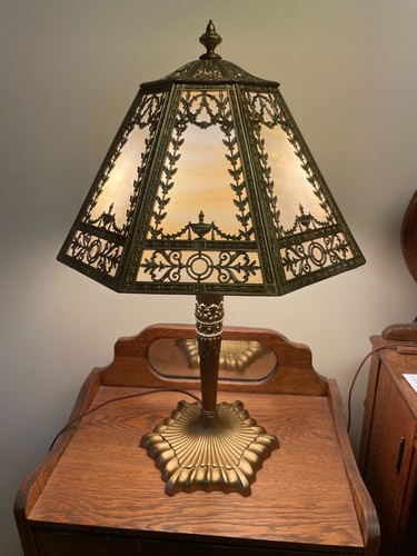 Antique miller slag glass lamp - antique,