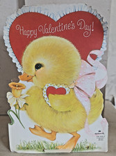 Vintage 1960's Used 1st First Valentine's Day Baby Duckling Greeting Card EB9970