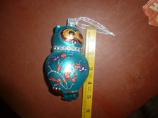 OWL CHRISTMAS TREE HANGING ORNAMENT/XMAS DECORATIONS/GLASS  hand painted