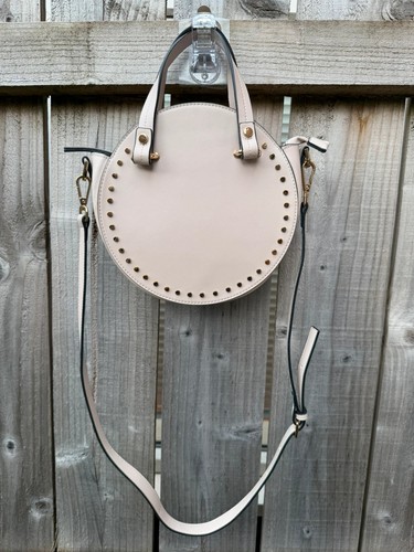 Cream round studded crossbody - round,