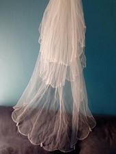 Ivory veil 3 tier knee length