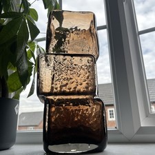 Large Rare Whitefriars Cinnamon Drunken Bricklayer Vase by Geoffrey Baxter