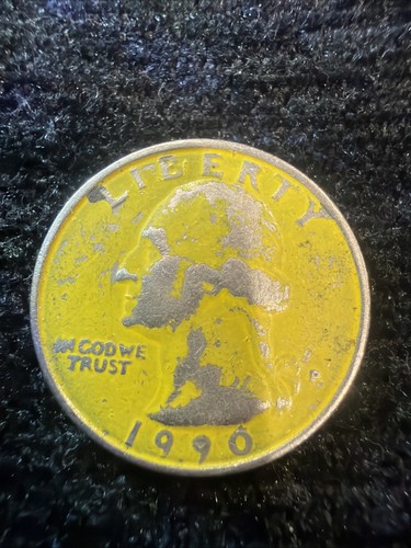 1990 house coin - coin, yellow