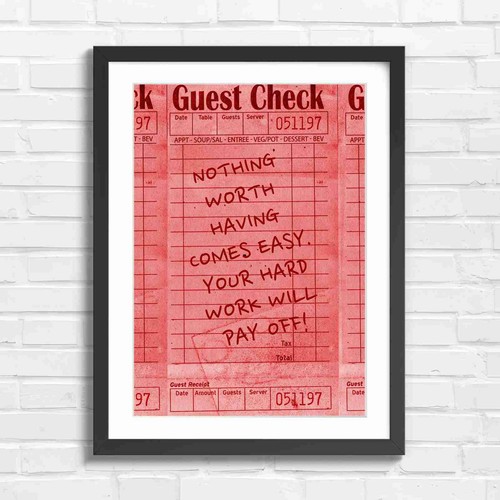 Motivational guest check says - guest,