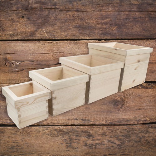 Square wooden flower pot - wooden,