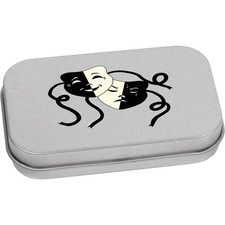 'Comedy and Tragedy Masks' Metal Hinged Tin / Storage Box (TT043431)
