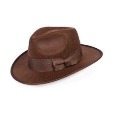Brown Gangster Freddy Krueger 1980s  Indiana Jones 1940s Hat Fedora Fancy Dress 