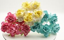 5x  Mulberry paper Roses Flowers 4cm large varied colours card making Wedding 