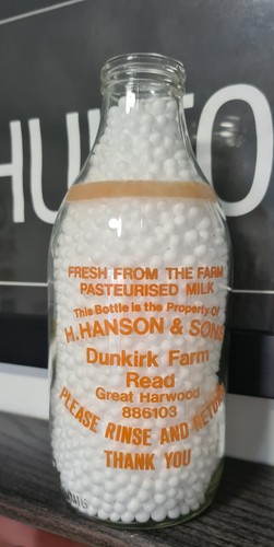 Vintage milk bottle hanson - bottle,