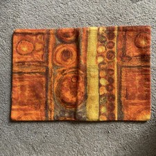Handmade Vintage 1960s  1970s Orange Abstract Fabric Cushion Cover / Unused 