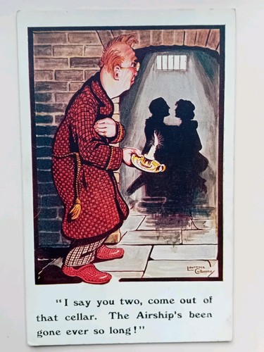 Ww1 postcard zeppelin comic - ww1,