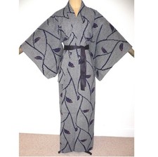 VINTAGE JAPANESE, SHIBORI STYLE, YUKATA COTTON KIMONO ROBE DRESSING GOWN +Belt