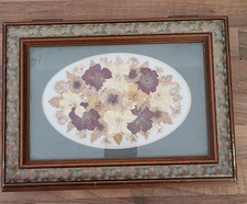 Vintage Wooden Box With Pressed Flowers And Green Lining