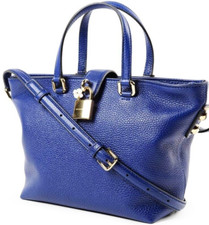Bnwot £927 DOLCE & GABBANA Blue Soft Leather DAYSY PADLOCK Bag / Handbag NEW !