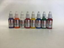 AQUEOUS TATTOO INK VIOLET ORANGE PINK YELLOW BLUE GREEN RED 15 / 30ml Set B