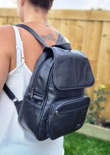 Women's Large Leather Backpack Ladies Genuine Rucksack Adjustable Straps Hiking