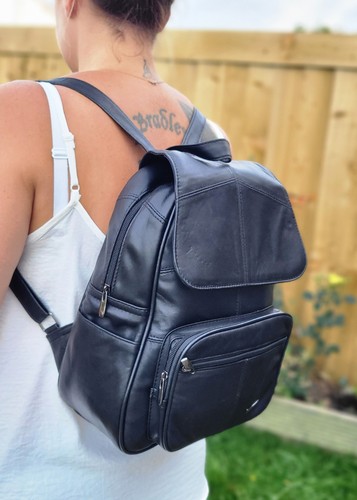 Women large leather backpack - large,