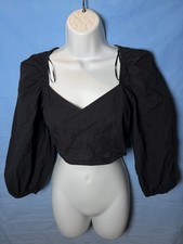 Zara Black Puff Sleeve Crop
