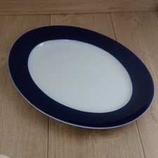 Rosenthal Classic Rose Cobalt Blue Stripe White Oval Large Platter Serving Dish