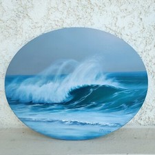 Blue Ocean wave Oval Seascape