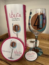 Collectible 2018 LOLITA '40 Never Looked So Good' Hand Painted Wine Glass - Gift