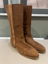 Ted & Muffy Duo Calf Length Tan Suede Leather Boots UK Size 7 EU 40