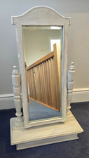 Vintage/Shabby Chic tilting Dresser Mirror in Distressed off White Finish