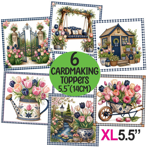 6xl garden tulips card toppers - garden,