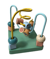 Mini Wooden Bead Maze Roller Coaster Early Educational Toy Wood Animals Learning