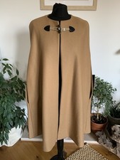 Zara Camel Tan Italian Manteco Wool Cape Poncho Coat Jacket - Size Small Beige