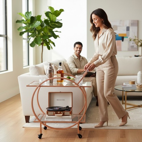 Copper tier drinks trolley - tier,