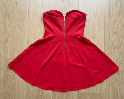 Red strapless skater dress - strapless,