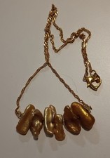 Gold Keshi Pearl Necklace. Cultured Freshwater Pearls.