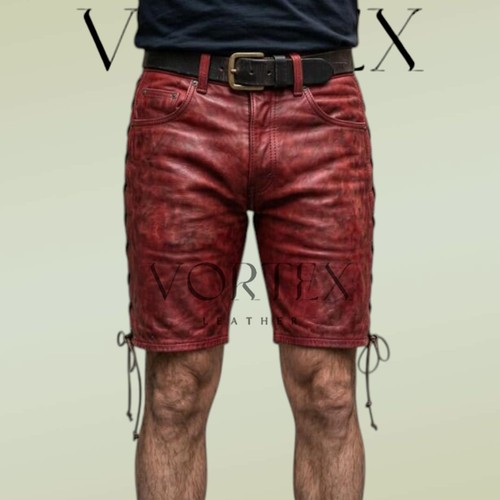 Men red genuine lambskin - red,