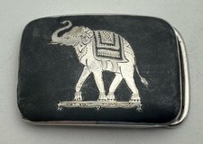 Alex Co Siam Asian Siamese Sterling Silver  Niello Belt Buckle “ELEPHANT”