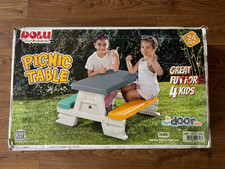 Picnic Table for Kids, Dolu Indoor/Outdoor Seating for Children, Grey/Green