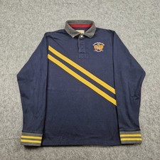 Hackett London Shirt Mens Large Blue Yellow Rowing Club Rugby Polo Top Crest