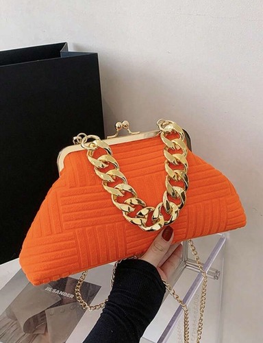 Elegant orange square bag - orange,