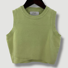 ZARA Kids Girls Lime Green Sleeveless Knitted Tank Top Vest Jumper SIZE 9-10Y