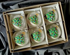 Hand Made Mouth Blown set of 6 . 8cm Christmas Glass Baubles Ornaments multisale