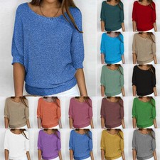 Ladies Batwing Sleeves Jumper Knitted Tops Loose Sweater Pullover Oversized 8-26
