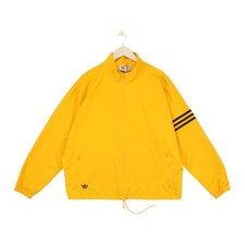 Adidas Oversized Track Jacket Mens Size L Yellow Stretch Full Zip Retro