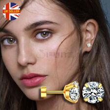 Hypoallergenic Stud Earrings Sterile Ear Piercing 5MM Round Cut CZ Gold Plated