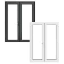 PVC French Patio Door Clear Double Toughened Glazing LH Opening By Crystal