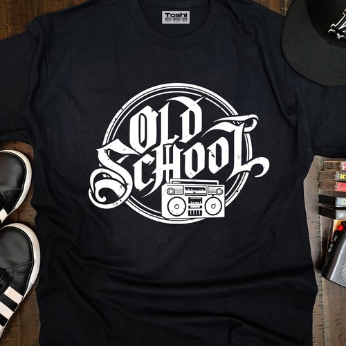 Old school boombox tee - old,
