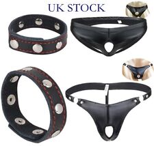 Men Jockstrap Leather Briefs Penis Hole Genuine Ring Strap Enhancement Thong UK
